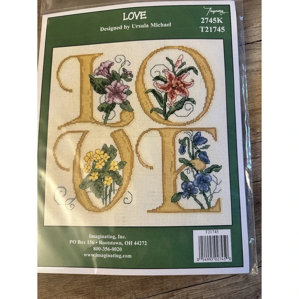 Imaginating LOVE Flowers Counted Cross Stitch Full Kit Ursula Michael